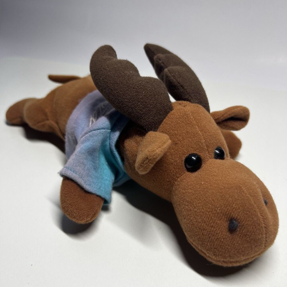 Vintage Moose Bean Bag Plush 10" Brown Stuffed Animal Explore Minnesota Shirt